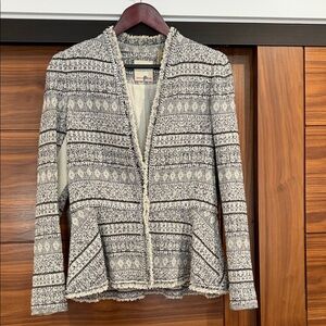 Rebecca Taylor Cream and Black Patterned Blazer